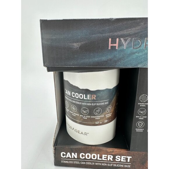 HydraGear Can Cooler Set 12 oz Stainless Steel Non-Slip Silicone Base SLIM & Reg - Picture 7 of 7